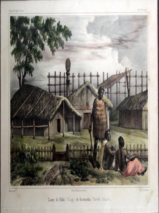 Item #012859 Cases Due Paha (Village) De Kororareka (Nouvelle Zelande) - early Engraving. Abel DU...