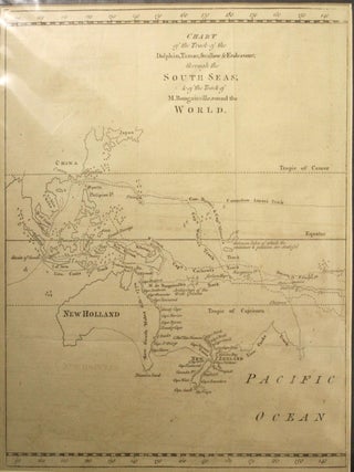 Chart of the Track of the Dolphin, Tamar, Swallow & Endeavour, through the South Seas, & of the Track of M. Bougainville round the World
