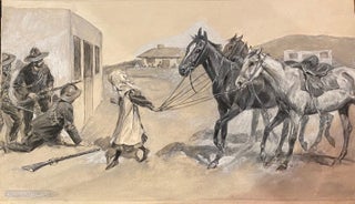 Item #016312 Painting by Fred Whiting of 'An Incident on the Boer War'. Fred WHITING