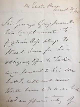 Item #017760 Hand-written letter. Sir George GREY