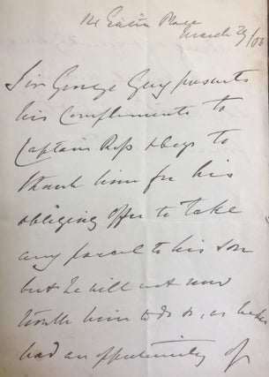 Item #017760 Hand-written letter. Sir George GREY