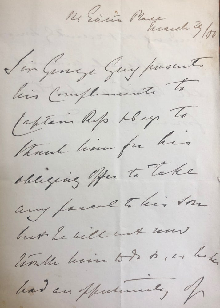 Item #017760 Hand-written letter. Sir George GREY.