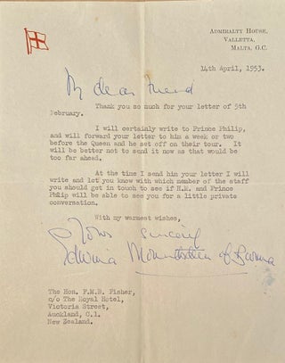 Item #017766 Signed letter. Edwina Mountbatten