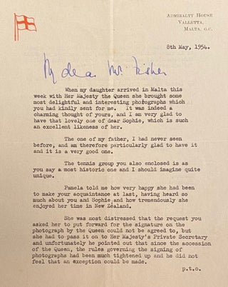 Item #017767 Signed letter. Edwina Mountbatten
