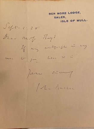 Item #017776 Autograph. John Buchan