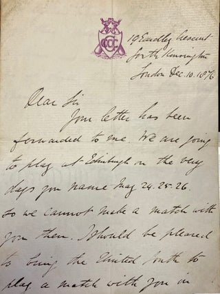 Item #017946 Hand-written signed letter. William Gilbert Grace