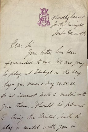 Item #017946 Hand-written signed letter. William Gilbert Grace