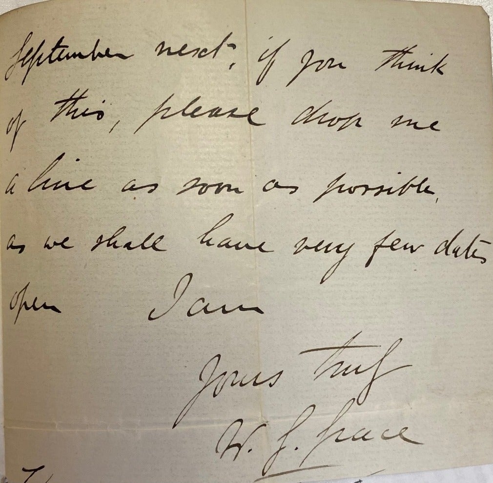 Hand Signed Letter Example Hand-written signed letter | William Gilbert Grace