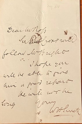 Item #018011 Hand-written signed letter. William Henry Smith