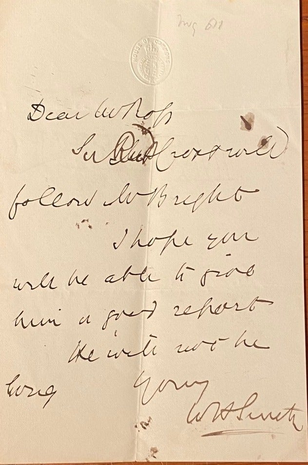 Item #018011 Hand-written signed letter. William Henry Smith.