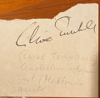 Item #018022 Signed slip. Clive Turnbull