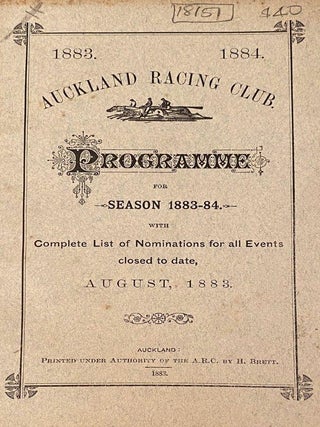 Item #018151 Auckand Racing Club for the season 1883-1884