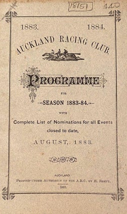 Item #018151 Auckand Racing Club for the season 1883-1884