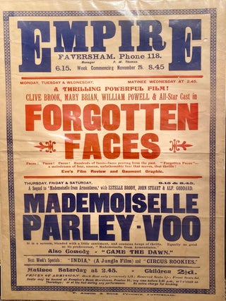 Item #018431 Empire Cinema poster....A thrilling an Powerful film, Clive Brook, Mary Brian,...