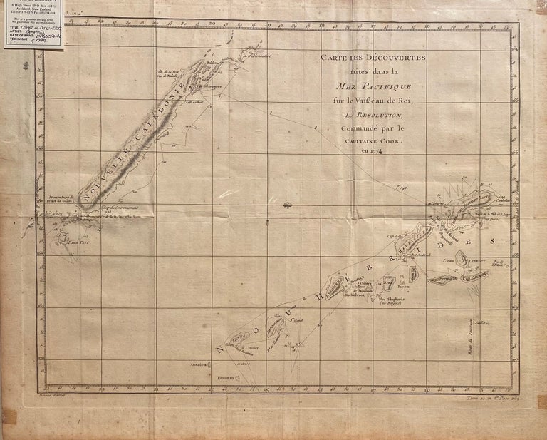 Item #018460 Carte de Decouvertes faite dans la Mer Pacifique fur le Vaiseau de Roi, La Resolution, Commande par le Capitaine Cook en 1774. Bernard.