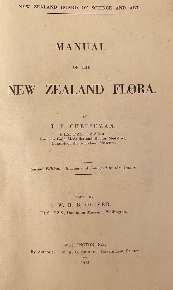 Item #018505 Manual of the New Zealand Flora. Thomas Frederick CHEESEMAN.
