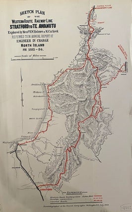 Item #018633 Sketch Map of the Western Route Railway Line, Stratford to Te Awamutu, explored by...