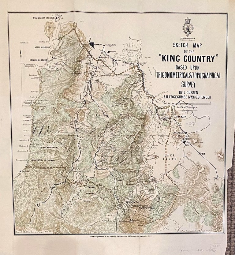 Item #018634 Sketch Map of the 'King Country' based upon Trigonometrical & Topographical Survey by L. Cussen, F.H.Edgecumbe & W.C.C.Spencer