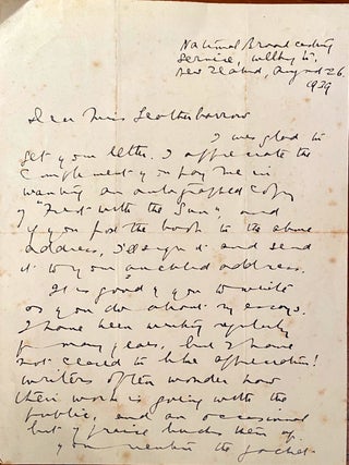 Item #018724 Signed letter. Mulgan A