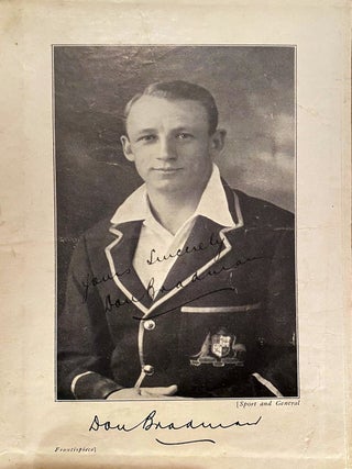 Item #018737 Signed printed photograph. Donald Bradman