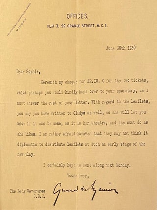 Item #018743 Typed signed letter. Sir Gerald du Maurier