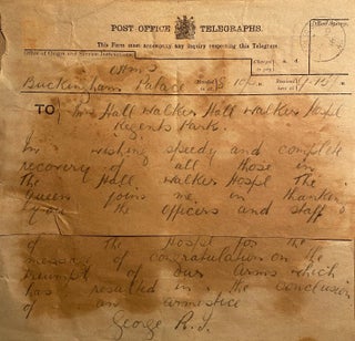 Item #018757 Hand-written telegram. King George V