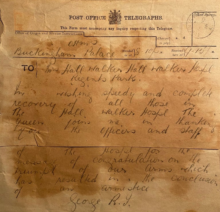 Item #018757 Hand-written telegram. King George V.