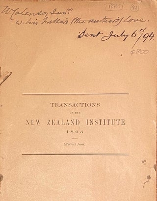 Item #018763 Description of a large species of Iulus. Trans. NZ Inst. William Colenso