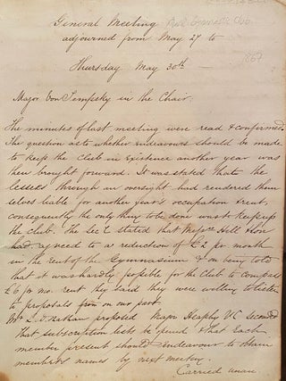 Item #018860 Auckland Gymnastics Club minutes signed by Heaphy. Charles Heaphy VC