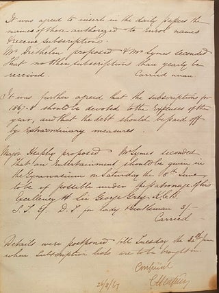 Auckland Gymnastics Club minutes signed by Heaphy