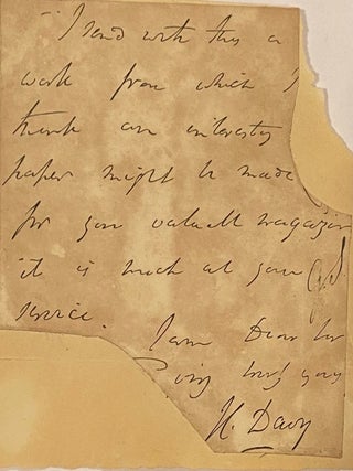 Item #019264 ALS by Humphrey Davy. Humphrey Davy