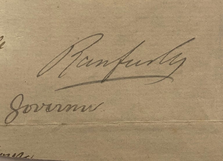 Item #019266 Signature of Lord Ranfurly. Lord Rafurly.