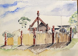 Item #019292 Watercolour "The Marae" Waiwhetu. B. Hendey