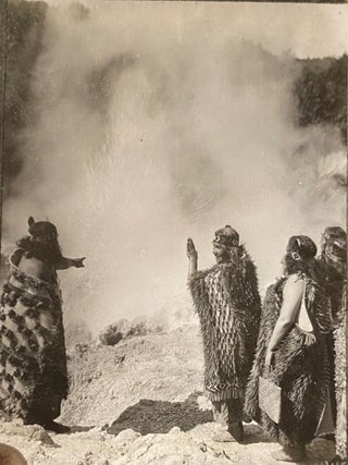 Item #019315 Maori figures, thermal scenery and village. Glass slides