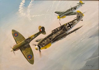 Item #019404 Two German fighter planes chasing an RAF Spitfire. Graham Coton