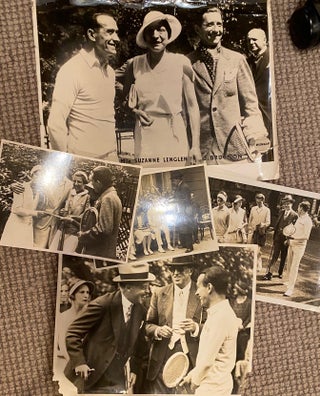 Item #019427 London Charity tennis event 1930 with French tennis players. Suzanne Lenglen Henri...