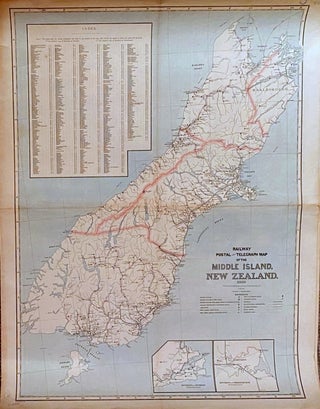 Item #019607 Railway, Postal and Telegraph Map of the Middle Island, New Zealand. 1889. engraver...
