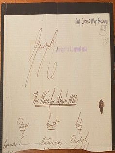 Item #019633 King George IV autograph. George IV