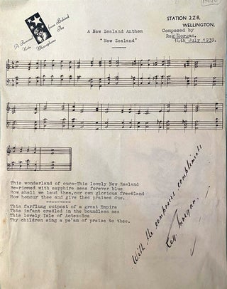 Item #019640 A New Zealand Anthem, original sheet music. Reg Morgan
