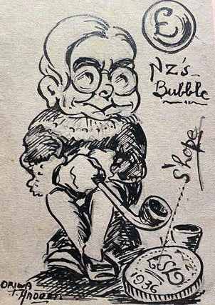 Item #019669 Michael Joseph Savage cartoon. Oriwas T. Haddon