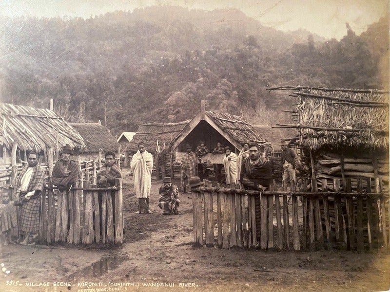 Koriniti Village in 1885 Whanganui by Burton Brothers on Rare Books Anah Dunsheath Antiquarian Booksellers