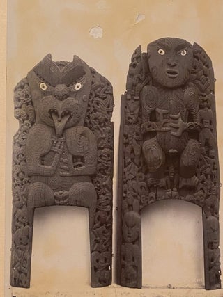 Item #019712 Two Waharoa, Maori carvings. Josiah Martin
