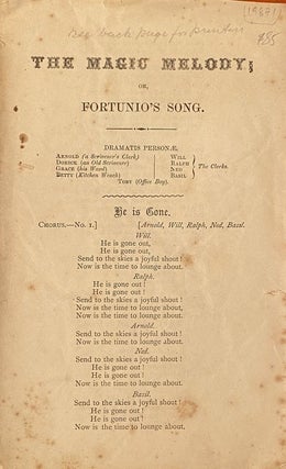 Item #019871 The Magic Melody, or Fortunio's Song.Opera libretto and programme. Auckland theatre
