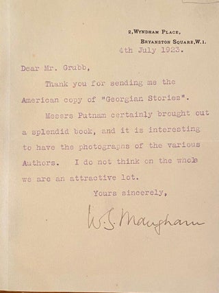 Item #019904 Signed type-written letter. W Somerset Maugham