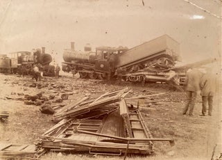 Item #019923 Photograph of a derailed train. Christchurch Bankside collision