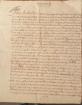 Item #019953 Early 18th C indenture document