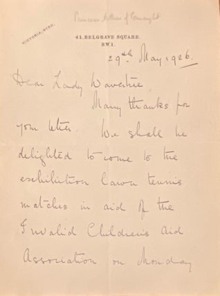 Item #020014 Hand-written letter. Princess Arthur of Connaught