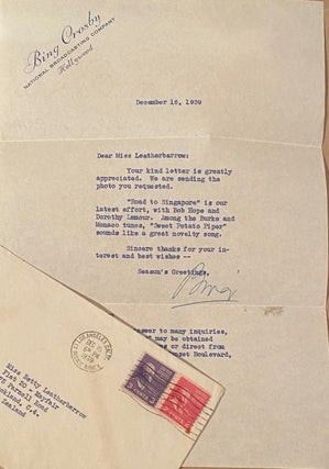 Item #020041 TLS letter from Bing Crosby. Bing Crosby