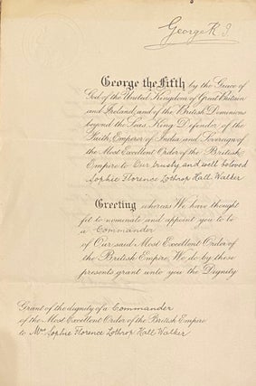 Item #020058 Document signed by King George V. King George V
