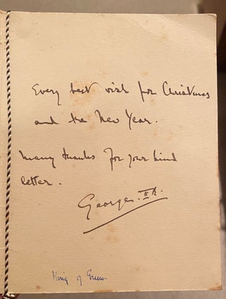 Item #020065 Greeting card with signed handwritten message. of Greece George II